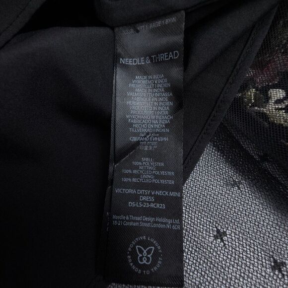 NEW Needle & Thread Victoria Ditsy VNeck Mini Dress Embroidered Whimsigoth Fairy - Picture 6 of 6